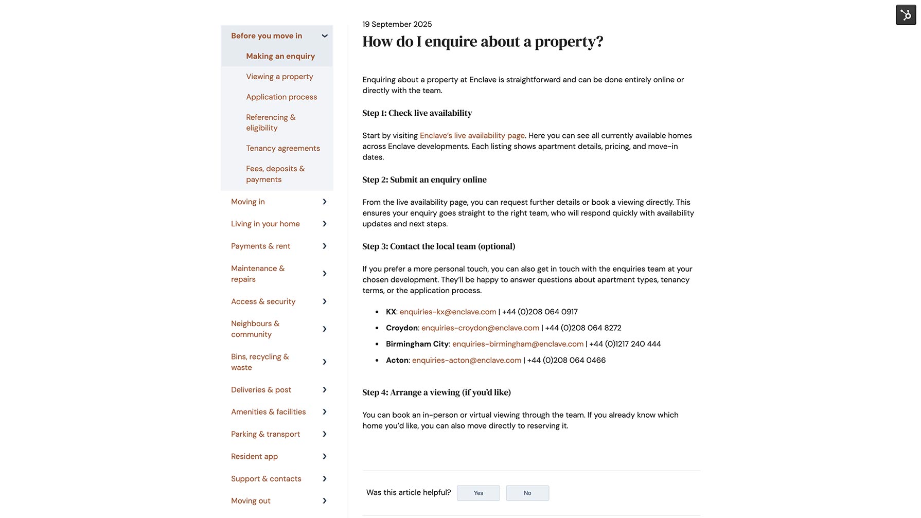 Building Enclave’s Hubspot Knowledge Base 3 Enclave knowledge base