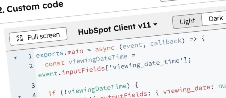HubSpot custom coded workflow action